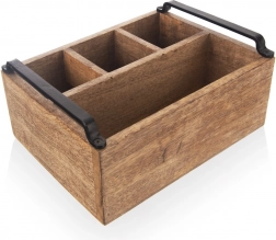 Mangófából készült fa evőeszköz-, fűszer- és szószrendező