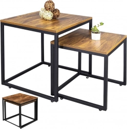 Rustikális 2 az 1-ben négyzet alakú dohányzóasztal készlet