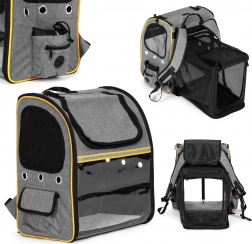 Összecsukható szállító hátizsák macskáknak és kutyáknak átlátszó előlappal