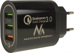 Hálózati töltő MACLEAN ENERGY 3× USB gyors töltéssel Quick Charge 3.0