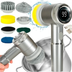 Elektromos tisztítókefe 5 az 1-ben LED kijelzővel fürdőszobához, fugákhoz és padlóhoz