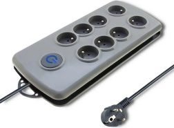 Túlfeszültség-védett hosszabbító Quick Switch, 8 aljzat, 2,5 m, szürke