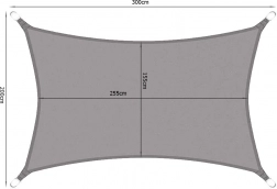 Vízálló kerti árnyékoló ponyva 3 × 2 m téglalap alakú, szürke