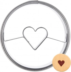 Rozsdamentes süteményszaggató kör szívvel 4,5 cm