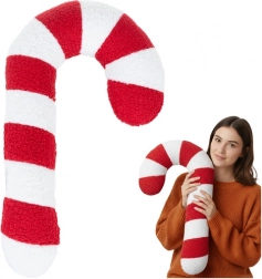 Ruhhy karácsonyi dekoráció – puha párna-cukorpálca fehér-piros színben