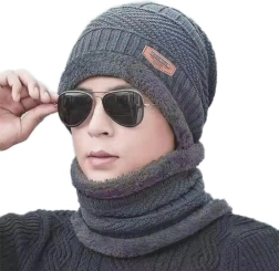 Szürke uniszex sapka és sál szett