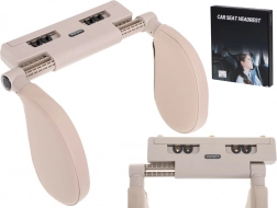 Állítható autós fejtámasz és nyakpárna utazáshoz – Bézs