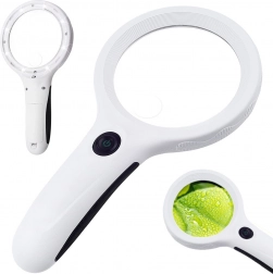 Kézi nagyító 4x nagyítással és 8 LED UV diódával