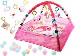 Fejlesztő játszószőnyeg ívekkel és labdákkal rózsaszín