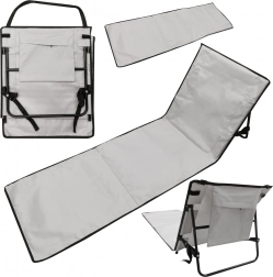Összecsukható strandmatrac háttámlával 2 az 1-ben szürke tárolótáskával