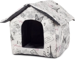Textil házikó kutyáknak és macskáknak, L méret, bézs