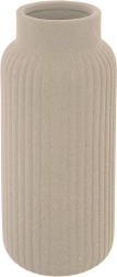 Bézs porcelán váza bordázott felülettel 24,5 cm