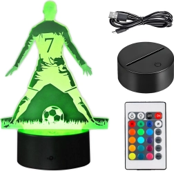 LED éjszakai lámpa futballistával és 3D hatással