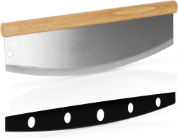Vilde acél ringató pizzavágó kés 35 × 12 cm bambusz nyéllel