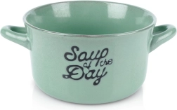 Kétfülű kerámia levesestál 600 ml, zöld