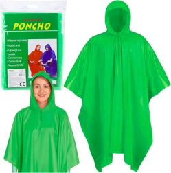 Zöld, vízálló kapucnis esőponcsó, többször használható 132 × 203 cm