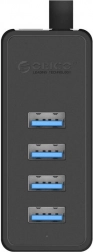 ORICO USB 3.0 hub, 4× USB porttal, külső tápellátással (fekete)