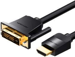 HDMI–DVI (24+1) kábel 5 m Vention, 4K 60 Hz / 1080p 60 Hz, fekete
