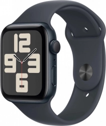 Apple Watch SE GPS alumínium tokkal, 44 mm éjféli színben, M/L méretű sport szíjjal