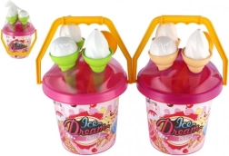 Homokozó szett fagylalt rózsaszín vödör