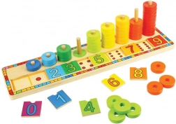 BIGJIGS fa oktató számoló tábla gyűrűkkel