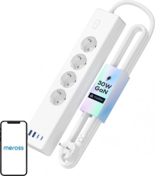 Meross okos elosztó MSP844 gyorstöltéssel, 4 aljzat + 2× USB‑A + 2× USB‑C (Matter)