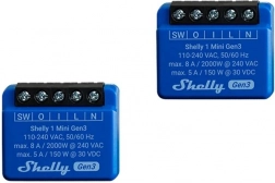 Shelly 1 Mini Gen3 okos relé készlet (2 db) Wi‑Fi/Bluetooth