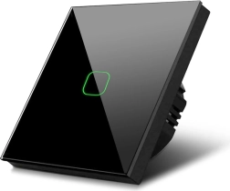 MACLEAN MCE701B érintéses villanykapcsoló, fekete, üvegpanel LED háttérvilágítással