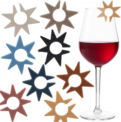 Szilikon pohár- és pohárkelyház jelölők, 8 db