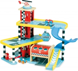 Vilac garázs Vilacity – fából készült emeletes garázs lifttel és kisautókkal