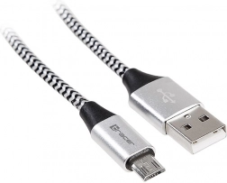 USB kábel 2.0 AM-micro 1m fekete-ezüst