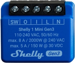 Shelly 1 Mini Gen3 vezérlő Wi-Fi-vel és Bluetooth-tal