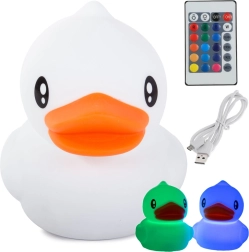 Gyermeki szilikon éjszakai fény kacsahángformával RGB színekben és távirányítóval