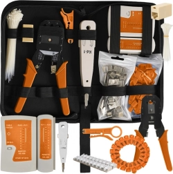 RJ45 RJ11 kábel tesztelő, hálózati eszköz készlet, blankoló és krimpelő, 145 db BIGSTREN