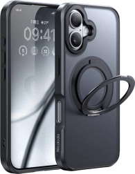 McDodo MagSafe tok állvánnyal iPhone 16 Plus-hoz, fekete