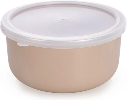 Zománcozott tál fedővel, bézs, 16,5 cm, 1,3 l