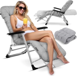 Összecsukható kerti napozóágy párnázással Sofotel ChillWell – szürke