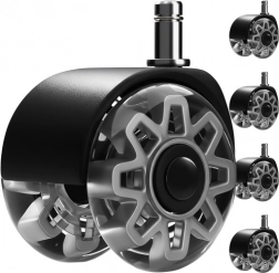 Szürke görgők irodai székhez 2,5" RUHHY, 5 db-os készlet, halk, nem karcolja a padlót