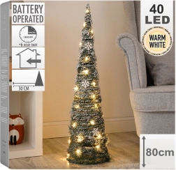 Világító kúp alakú karácsonyi dekoráció 80 cm, zöld, 40 LED