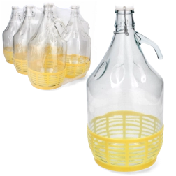 5 literes üvegballon fogantyúval és mechanikus zárófedéllel