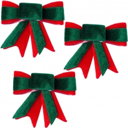 Karácsonyi bársony masnik 10,5 × 11 cm, 3 db-os készlet