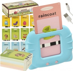 Gyerek hangos olvasó és angol tanulókártyák, 112 kétoldalas kártya, kék