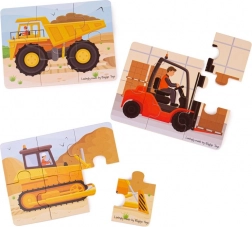 3 az 1-ben puzzle építőgépekkel a Bigjigs Toys-tól