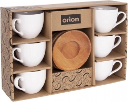 WHITELINE porcelán csészék bambusz alátétekkel, 100 ml, 6 db