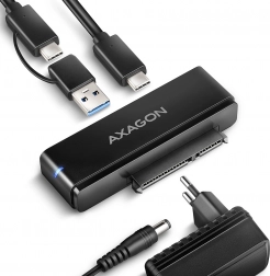 USB‑C 10Gbps → SATA adapter 2.5"/3.5" SSD/HDD‑hez FASTPORT X tápegységgel és 60 cm‑es kábellel
