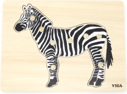Fából készült Montessori beillesztő puzzle VIGA – zebra