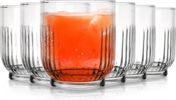 6 darabos pohárkészlet, 300 ml — átlátszó, bordázott üveg