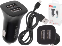 Gyors duál autós töltő 2x USB 2,1 A Lightning kábellel L-BRND