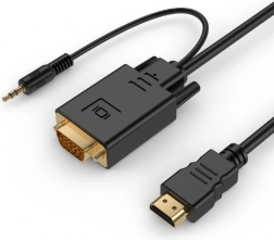 HDMI–VGA átalakító 3,5 mm-es audióval, 3 m, fekete
