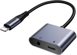 Audio adapter Joyroom 2 az 1-ben Lightning 3,5 mm + Lightning fekete